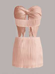 SHEIN ICON Twist Front Tube Top & Bodycon Skirt - Baby Pink - View 2