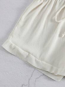 SHEIN Swim 前繫帶荷葉邊泳衣下裝帶短褲