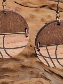 1 Đôi Thời Trang Bằng Gỗ Bóng Rổ Hoa Văn Hình Tròn Trang Trí Bông Tai Giọt Cho Nữ Cho Quà Tặng Của Bạn Bè - Nhiều màu - Xem 3