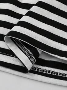 SHEIN Girls Striped Smock Dress - Black and White - View 8