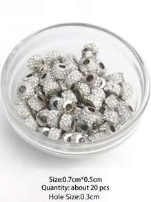 20 cái/bộ Thời Trang Rhinestone Decor DIY Spacer Cho Phụ Nữ Làm Đồ Trang Sức - Bạc - Xem 4