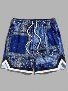 Manfinity VCAY Men Paisley & Scarf Print Drawstring Waist Shorts - Multicolor - View 3