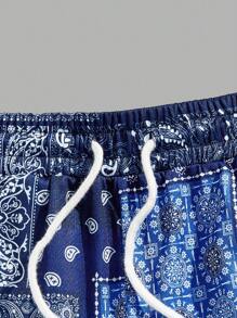 Manfinity VCAY Men Paisley & Scarf Print Drawstring Waist Shorts - Multicolor - View 4