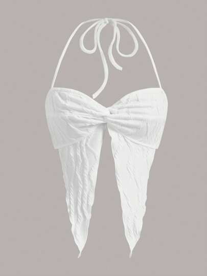 SHEIN ICON Twist Front Asymmetrical Hem Halter Top