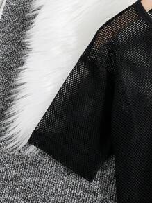 SHEIN Tween Girl Solid Cami Top & Flap Pocket Side Pants & Fishnet Top - Black - View 8