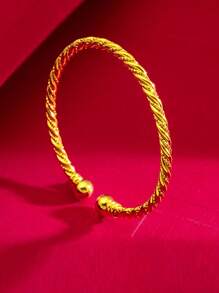 1 chiếc vòng tay thiết kế xoắn thời trang cho phụ nữ dự tiệc cưới - Vàng - Xem 1