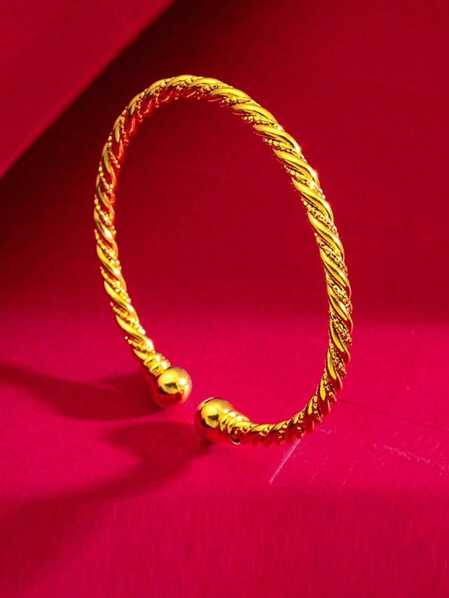 1 chiếc vòng tay thiết kế xoắn thời trang cho phụ nữ dự tiệc cưới - Vàng - Xem 1