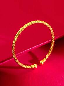 1 chiếc vòng tay thiết kế xoắn thời trang cho phụ nữ dự tiệc cưới - Vàng - Xem 3