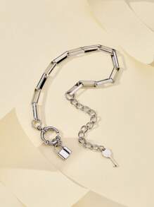 Vòng Tay Chuỗi Charm Lock & Key - Bạc - Xem 2