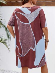 EMERY ROSE Plus Colorblock Drop Shoulder Tee Dress - Multicolor - View 2