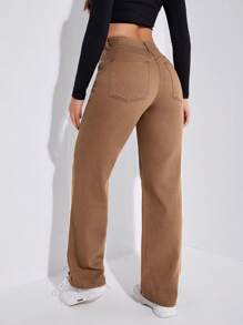 SHEIN EZwear Jeans de pierna recta unicolor