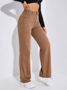 SHEIN EZwear Jeans de pierna recta unicolor