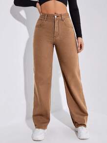 SHEIN EZwear Jeans de pierna recta unicolor