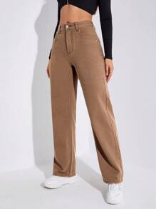 SHEIN EZwear Jeans de pierna recta unicolor