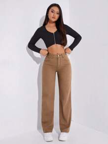 SHEIN EZwear Jeans de pierna recta unicolor
