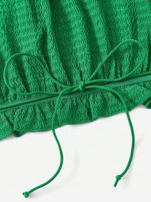 Soleia Solid Ruffle Hem Halter Top - Green - View 5