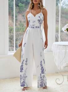 GENKIRA Floral Print Wide Leg Cami Jumpsuit - Multicolor - View 5