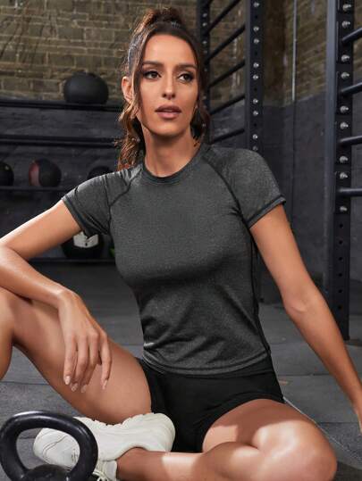 Powerista Geo Print Curved Hem Sports Teeworkout Tank Top Gym Women Shirts