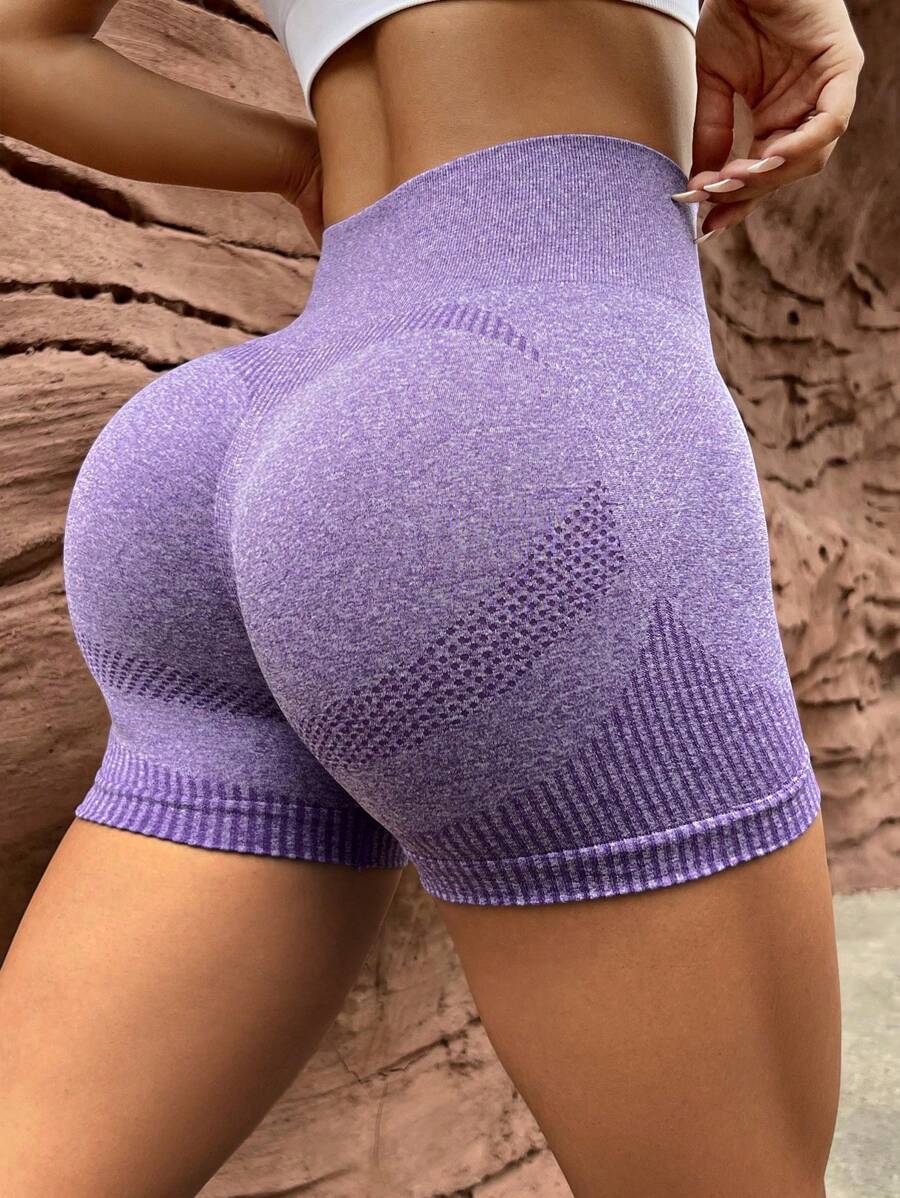 Yoga Basic Quần Shorts Thể thao Nữ Sọc - Màu tím - Xem 1