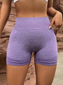 Yoga Basic Quần Shorts Thể thao Nữ Sọc - Màu tím - Xem 6