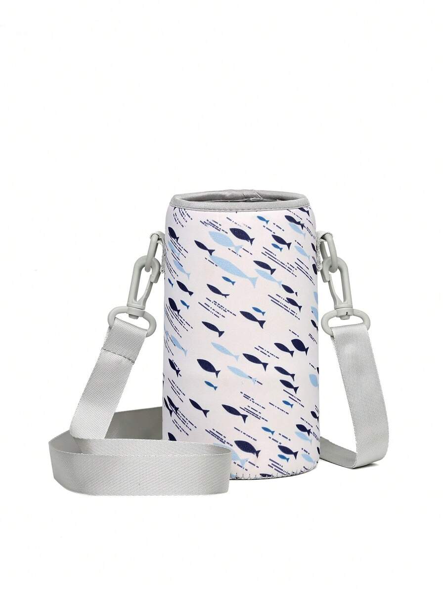 Funda protectora para botella de agua con diseño de peces, de color negro, con correa ajustable. Funda aislante para botellas, chaqueta para botellas a prueba de fugas, para líquidos calientes como té y café de uso diario - Multicolor - Ver 1