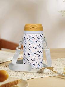 Funda protectora para botella de agua con diseño de peces, de color negro, con correa ajustable. Funda aislante para botellas, chaqueta para botellas a prueba de fugas, para líquidos calientes como té y café de uso diario - Multicolor - Ver 2