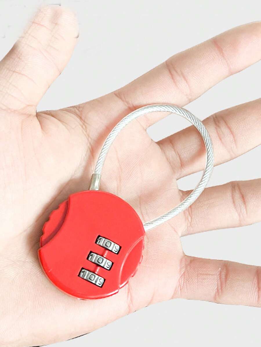 迷你3位組合旅行行李箱手提箱密碼鎖掛鎖 - 紅色 - 查看 1