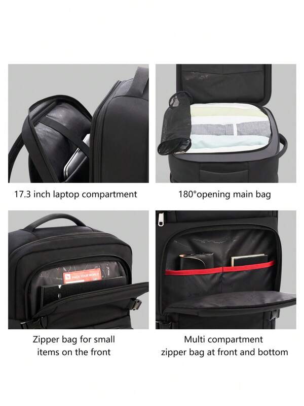Large Capacity Expandable Laptop Backpack USB Charging Port Business