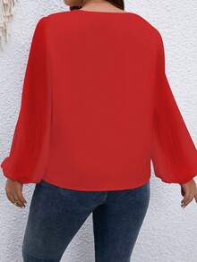 SHEIN Clasi 大碼燈籠袖前紐扣襯衫