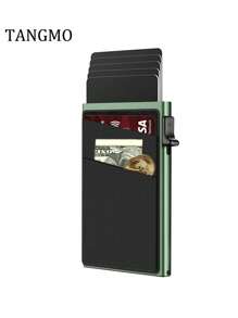 Vỏ cứng hai tông màu đựng thẻ bật ra chặn RFID quà tặng cho bố bao đựng danh thiếp mỏng nhẹ di động đựng tiền mặt thẻ căn cước thẻ tín dụng ví đựng tiền xu làm quà tặng sinh nhật quà tặng kỷ niệm ngày lễ tình nhân cặp đôi cho sinh viên đại học nam sinh viên nam quà tặng - màu xanh lá - Xem 1