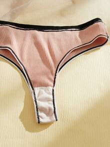 Plus 6pack Letter Tape Waist Contrast Binding Panty Set - Multicolor - View 5