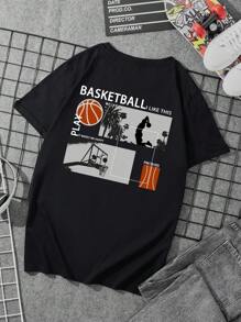 Men Slogan Graphic Tee - Black - View 3