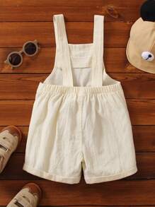 SHEIN Young Boy Casual Comfortable Loose Wide Leg Sleeveless Suspenders Pants For Cool Summer - Apricot - View 2