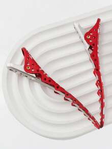 2pcs Star Print Hair Clip - Red - View 2
