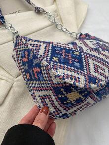 Bolso hobo con patrón geométrico medio cremallera de moda - Multicolor - Ver 2