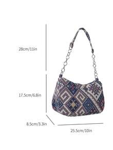 Bolso hobo con patrón geométrico medio cremallera de moda - Multicolor - Ver 3
