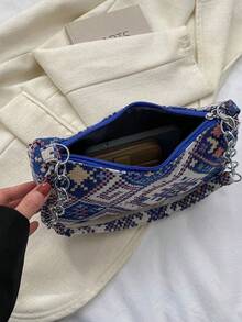 Bolso hobo con patrón geométrico medio cremallera de moda - Multicolor - Ver 5