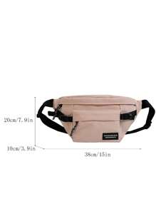 Letter Patch Pocket Front Waist Bag Fashion Pink - Pink - View 3