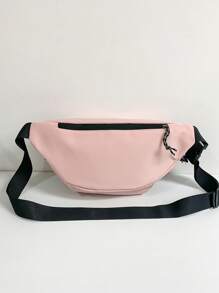 Letter Patch Pocket Front Waist Bag Fashion Pink - Pink - View 4