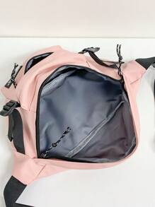 Letter Patch Pocket Front Waist Bag Fashion Pink - Pink - View 5