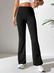 SHEIN PETITE Quần nữ màu trơn Thanh lịch - màu đen - Xem 2