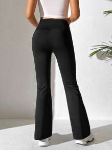 SHEIN PETITE Quần nữ màu trơn Thanh lịch - màu đen - Xem 4