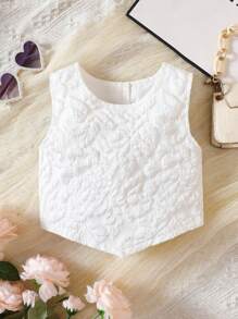 SHEIN Áo ba lỗ & áo hai dây cho bé gái mới biết đi màu trơn Giải trí - trắng - Xem 1