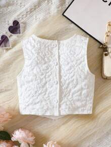 SHEIN Áo ba lỗ & áo hai dây cho bé gái mới biết đi màu trơn Giải trí - trắng - Xem 2