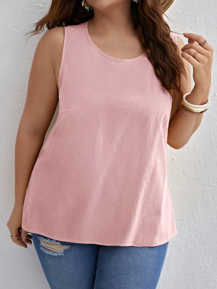 SHEIN Essnce Plus Wrap Back Solid Blouse - Baby Pink - View 6