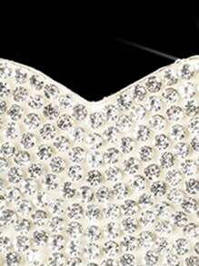 1 par Cubierta de pezón en forma de corazón con diamante de imitación - Plateado - Ver 3