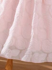 SHEIN Girls Jacquard Puff Sleeve Fuzzy Dress