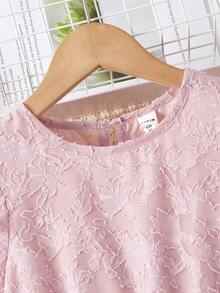 Girls Jacquard Ruffle Trim Dress - Pink - View 5