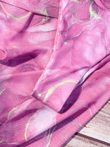 Swim SXY Summer Beach Marble Print Underwire Bikini Set With Beach Skirt - Pink - View 5