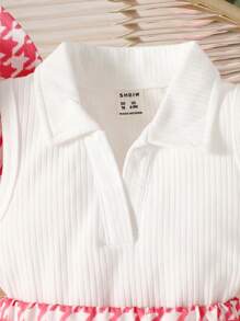 嬰兒千鳥格印花背心上衣和短褲 - 彩色 - 查看 4